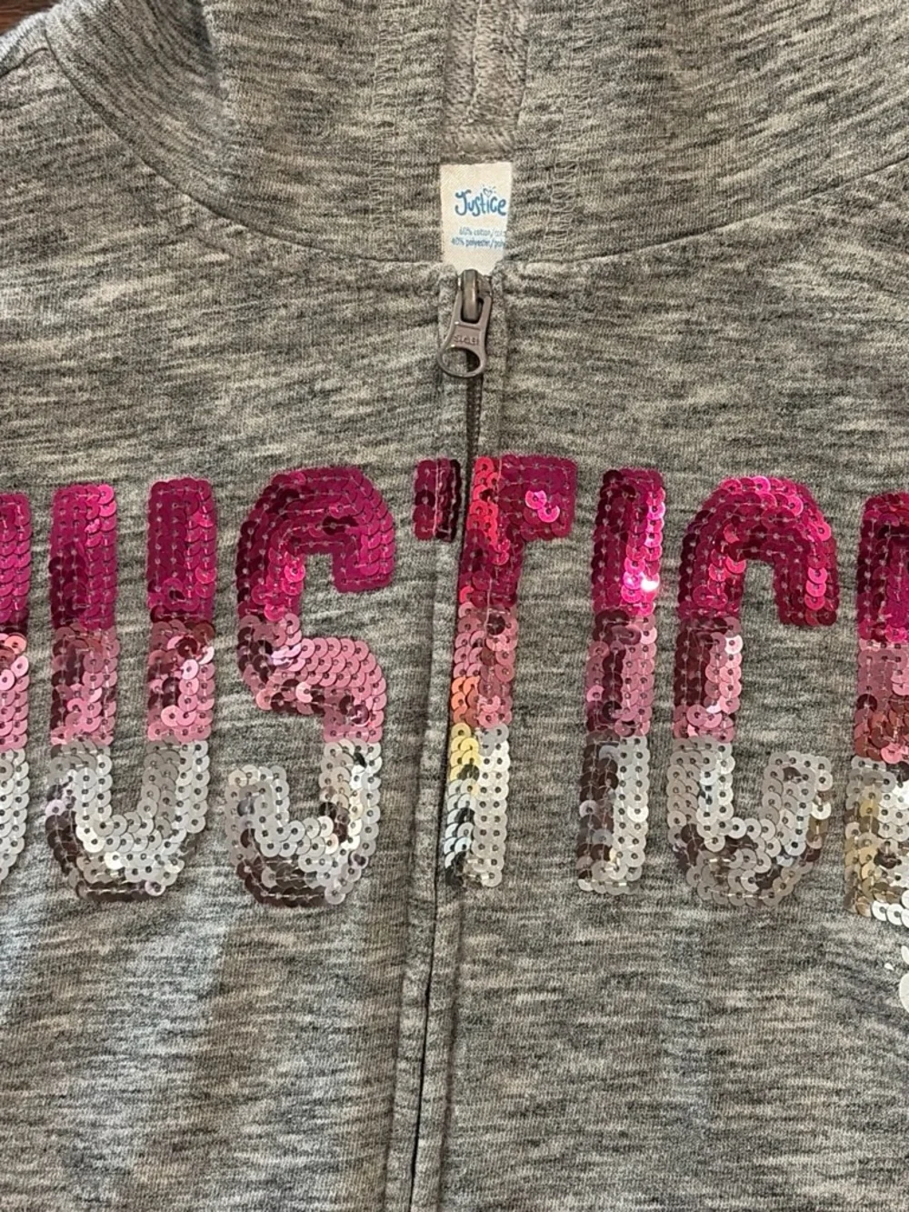 Girls Sparkly Zip Up Hooded Sweatshirt